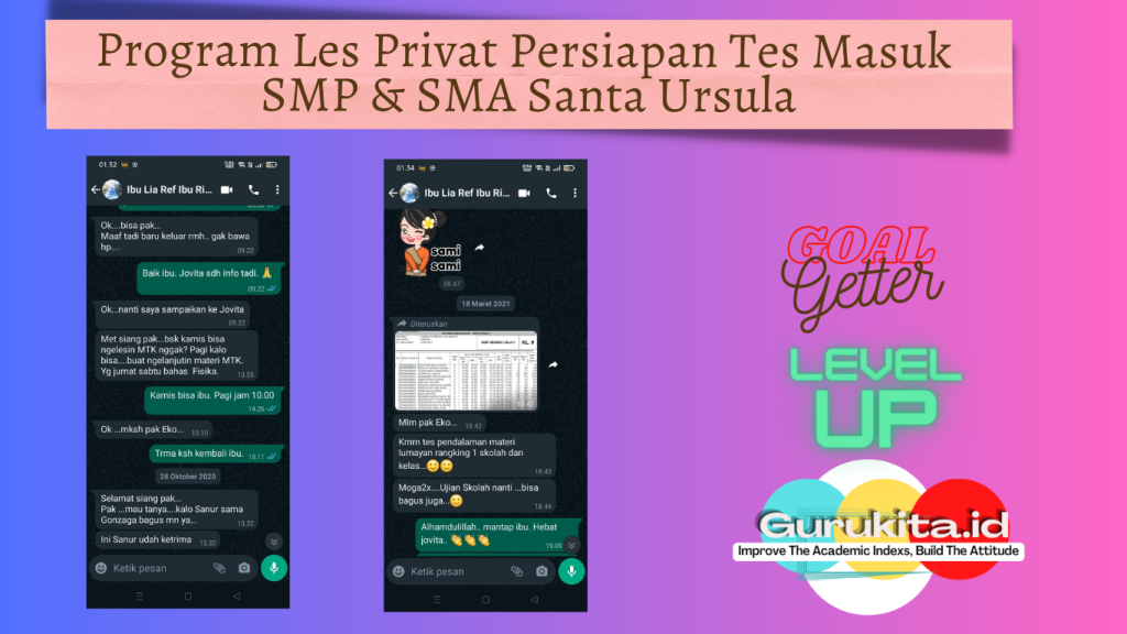 GURU LES PRIVAT PERSIAPAN MASUK SMP SMA SANTA URSULA