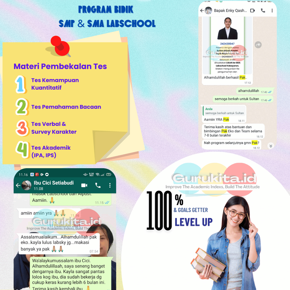 Guru Les Privat Persiapan Test Masuk SMA Labschool