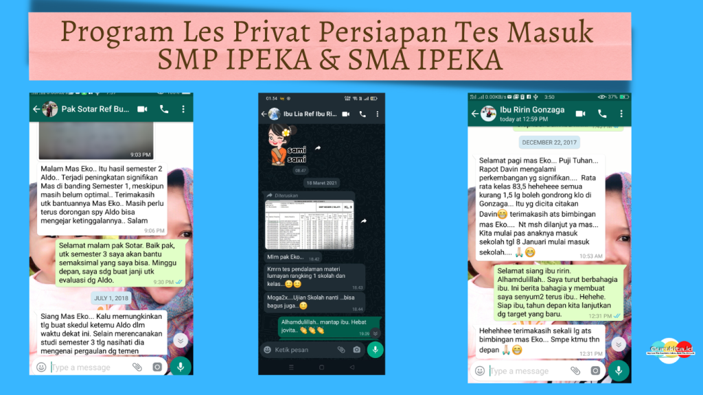 Guru Les Privat Persiapan Tes Masuk SMP Ipeka & SMA Ipeka